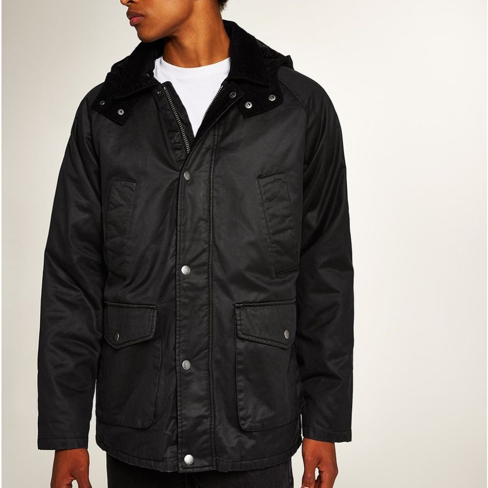 TOPMAN: Black Faux Fur Lined Jacket